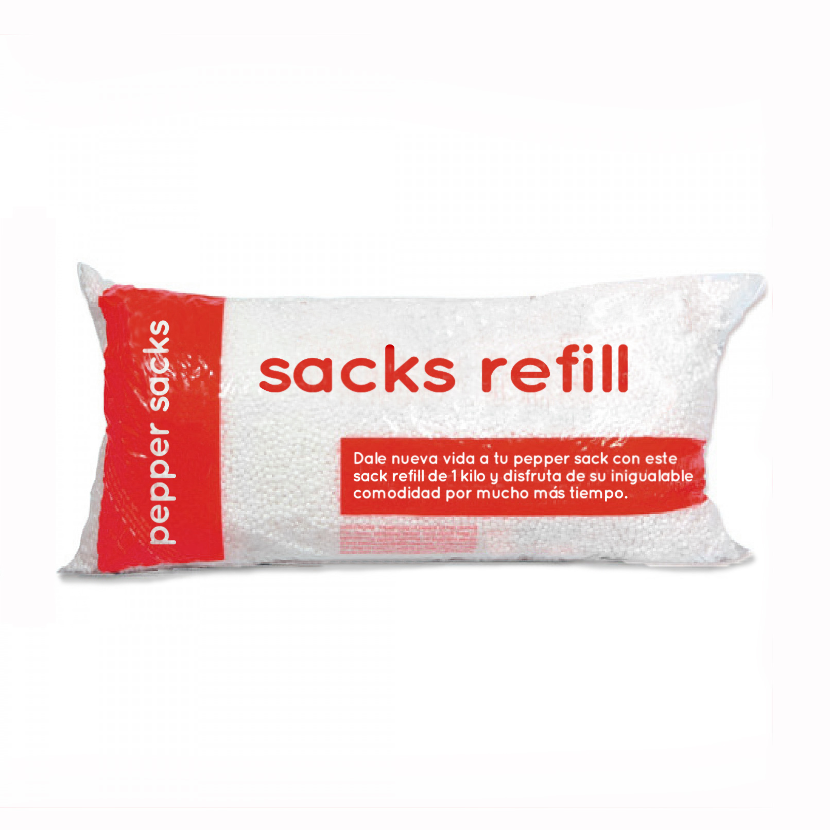 Sacks Refill.  Bolsa de 1 Kg. de perlas de EPS,  (poliestireno virgen)